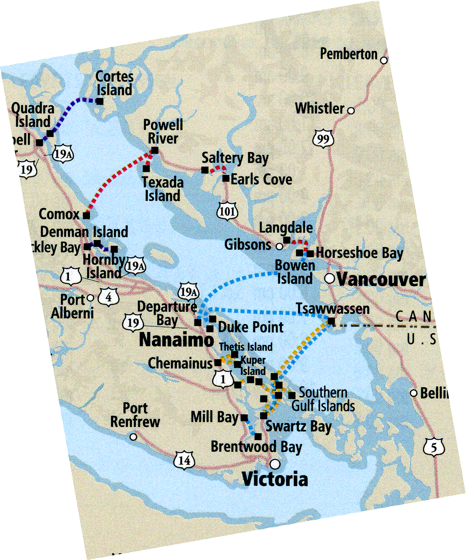 Map of Island Tides' distribution area
